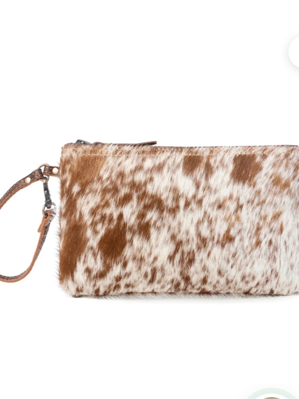 Myra White and Brown Leather Wristlet Clutch in Brown Speckle